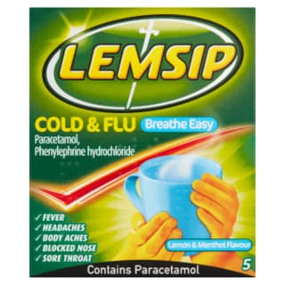 Lemsip Cold & Flu Breathe Easy Sachets 5pk - Lemon & Menthol 1 Lemsip Cold & Flu Breathe Easy Sachets 5pk - Lemon & Menthol
