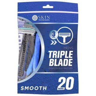 Skin Techniques Triple Blade Mens Disposable Razors 20pk 1 Skin Techniques Triple Blade Mens Disposable Razors 20pk