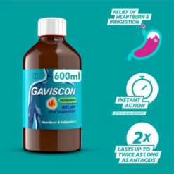 Gaviscon Original Peppermint 600ml 7 Gaviscon Original Peppermint 600ml -Skin Care Products 358985 gavison liquid peppermint 600ml 2