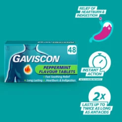 Gaviscon Chewable Tablets 48pk - Peppermint 9 Gaviscon Chewable Tablets 48pk - Peppermint -Skin Care Products 379273 gaviscon 48 chewable tablets peppermint 2
