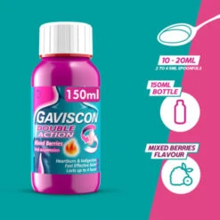 Gaviscon Double Action 150ml - Mixed Berries 10 Gaviscon Double Action 150ml - Mixed Berries -Skin Care Products 379279 gaviscon 150ml double action mixed berries liquid 2
