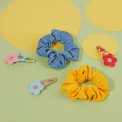 Ella Style Scrunchies 2pk - Blue & Gold -Skin Care Products 385596 ella style hair accessories 2